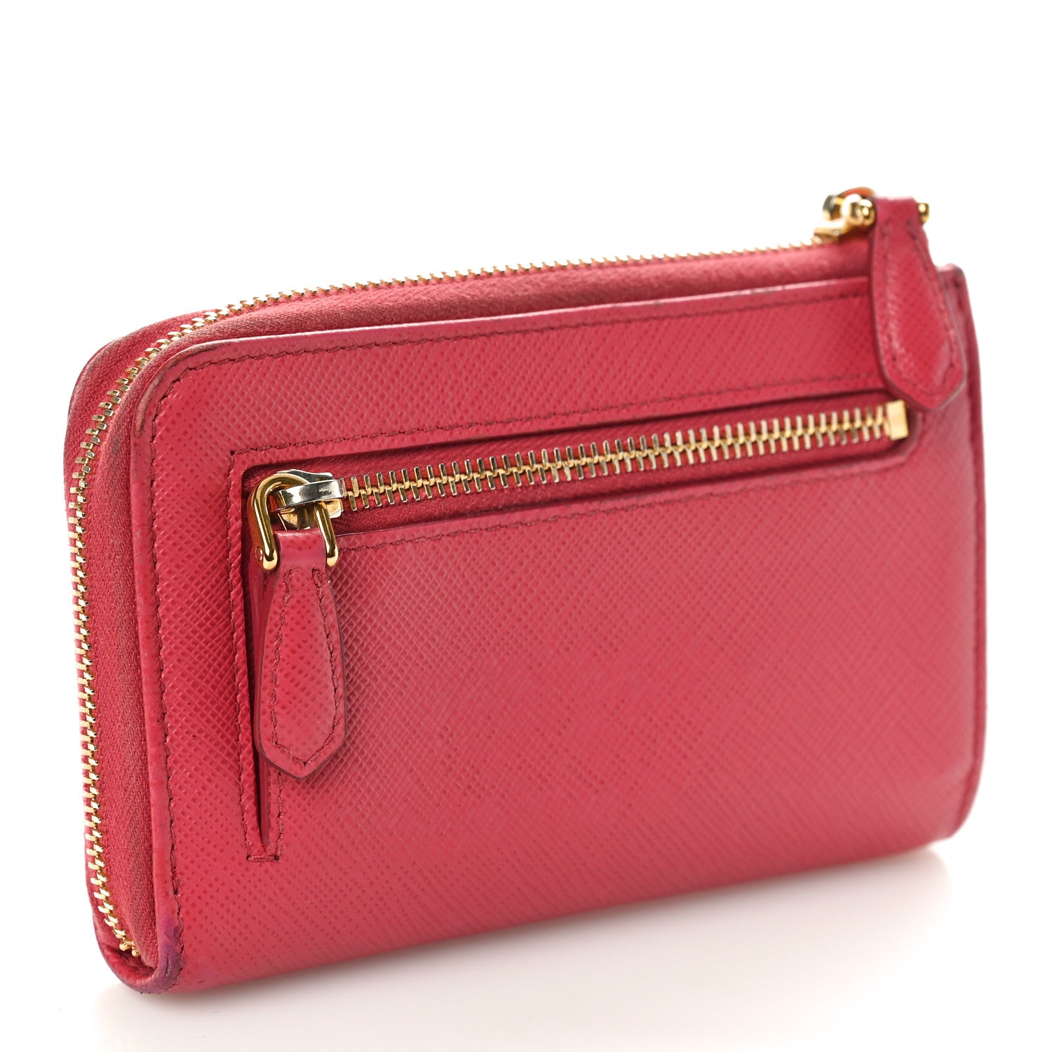 Prada Saffiano Metal Zip Around Key Holder Peonia 3 of 9