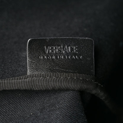 Versace Canvas Calfskin Monogram La Greca Medusa Tote Black Khaki 7 of 11