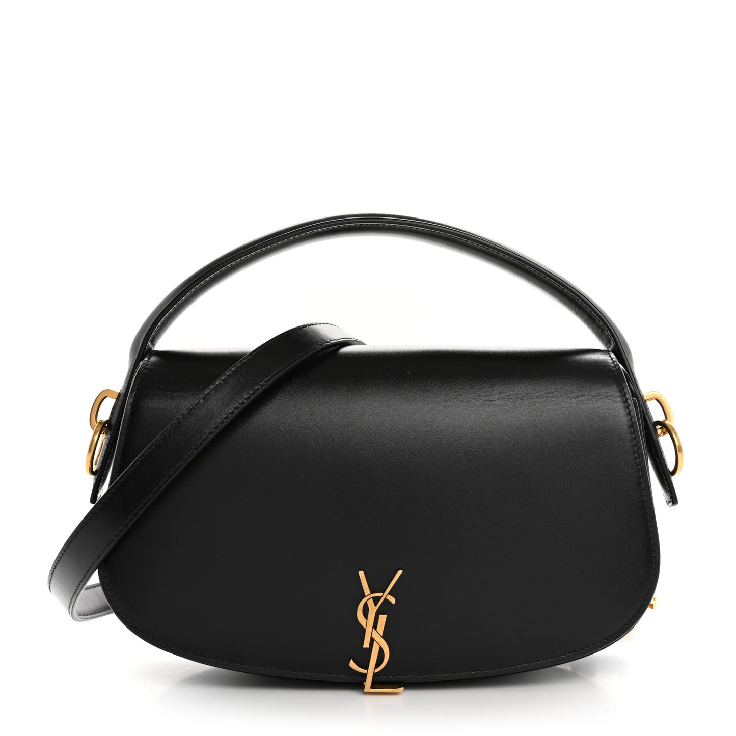 Box Calfskin Voltaire Top Handle Crossbody Bag Black