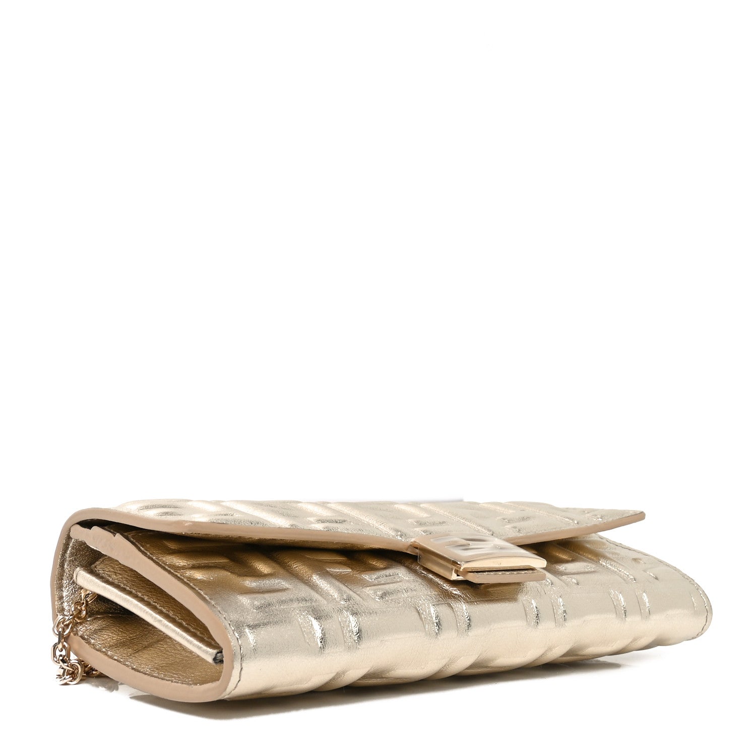 Fendi Vitello Catalan Mirror FF 1974 Embossed Continental Wallet on Chain Orochiaro 4 of 9