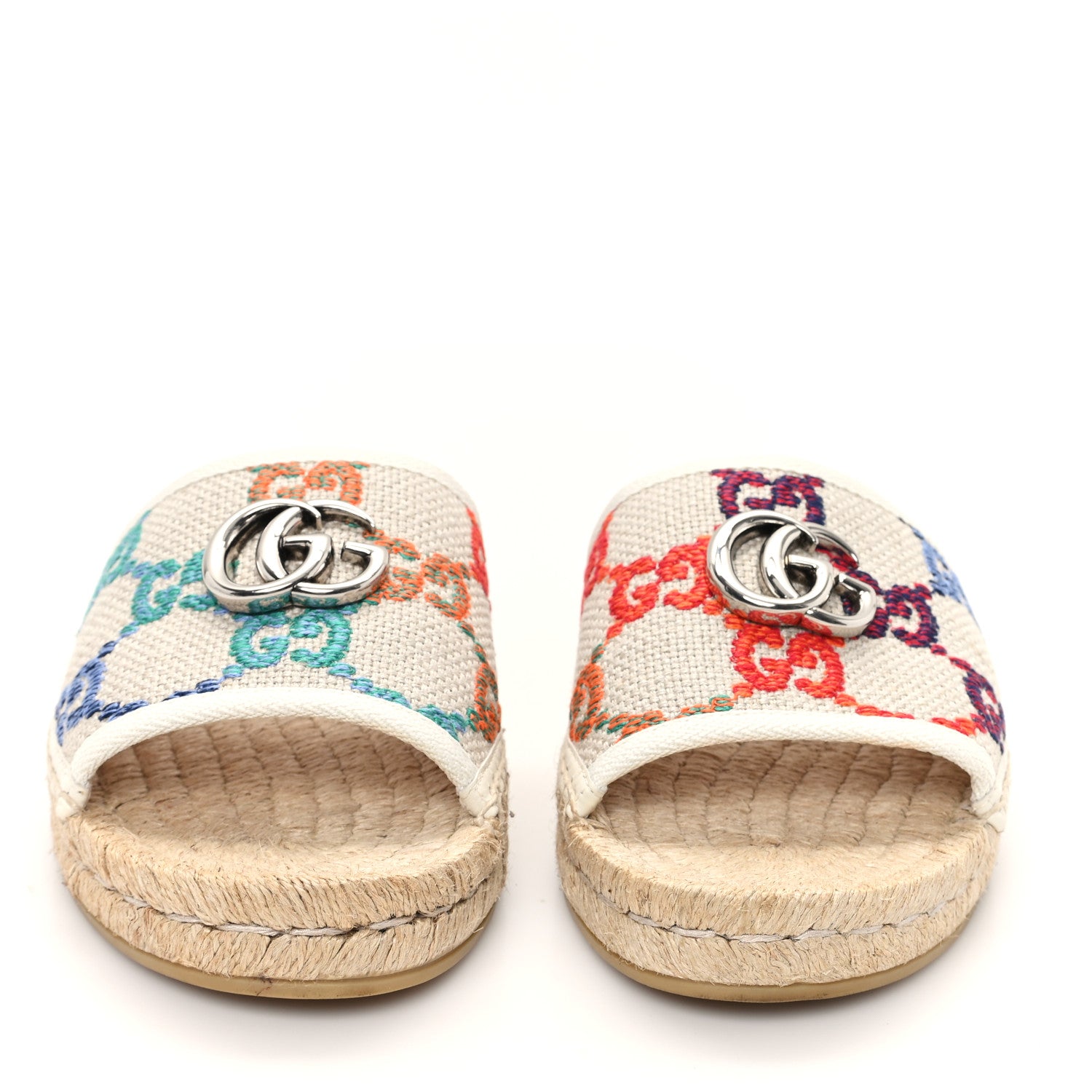 Gucci Linen Psychedelic Mini GG Monogram Slide Sandals 40 Multicolor 3 of 10