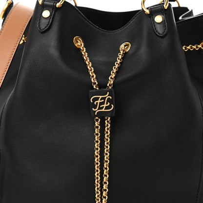 Fendi Vitello Grace King Karligraphy Chain Bucket Bag Black Bisquit 8 of 10