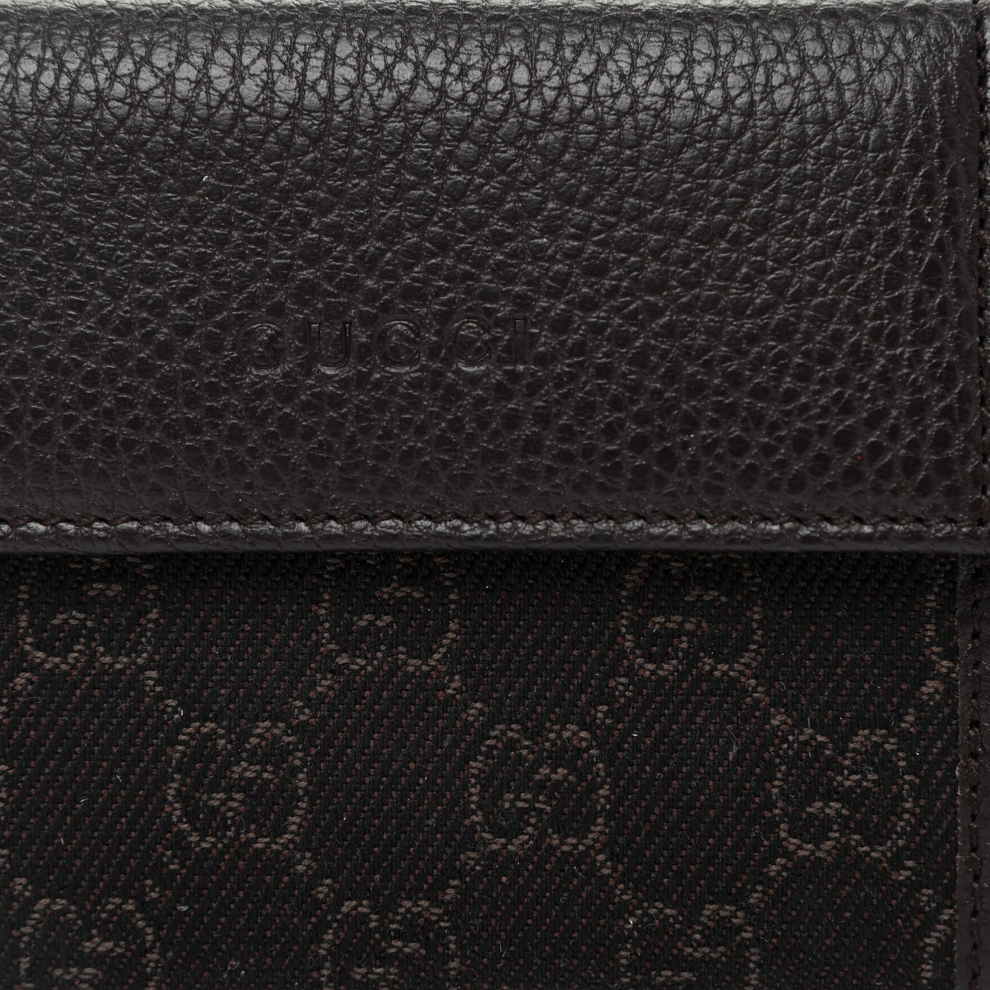 Calfskin Denim Monogram French Flap Wallet Brown