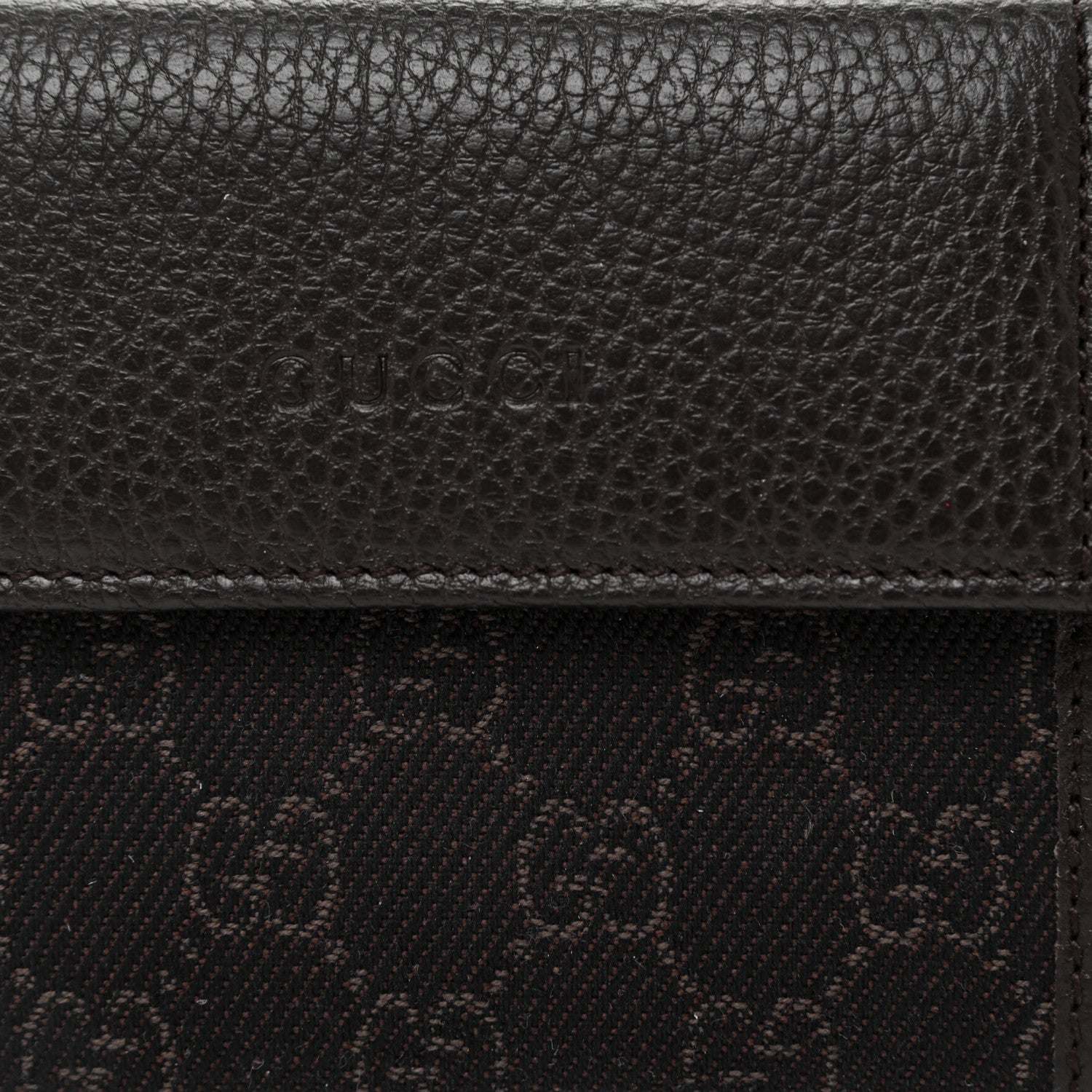 Gucci Calfskin Denim Monogram French Flap Wallet Brown 8 of 11
