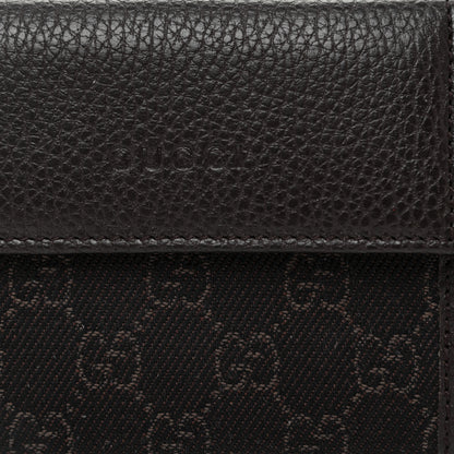 Gucci Calfskin Denim Monogram French Flap Wallet Brown 8 of 11