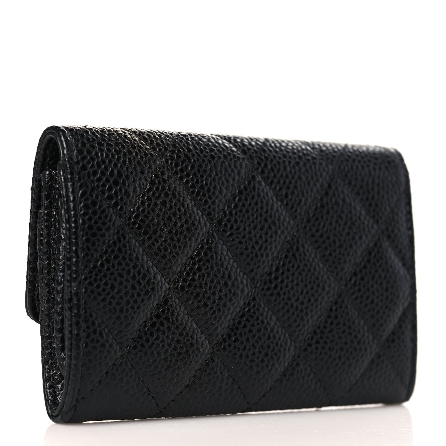 Caviar Quilted Flap Card Holder Black