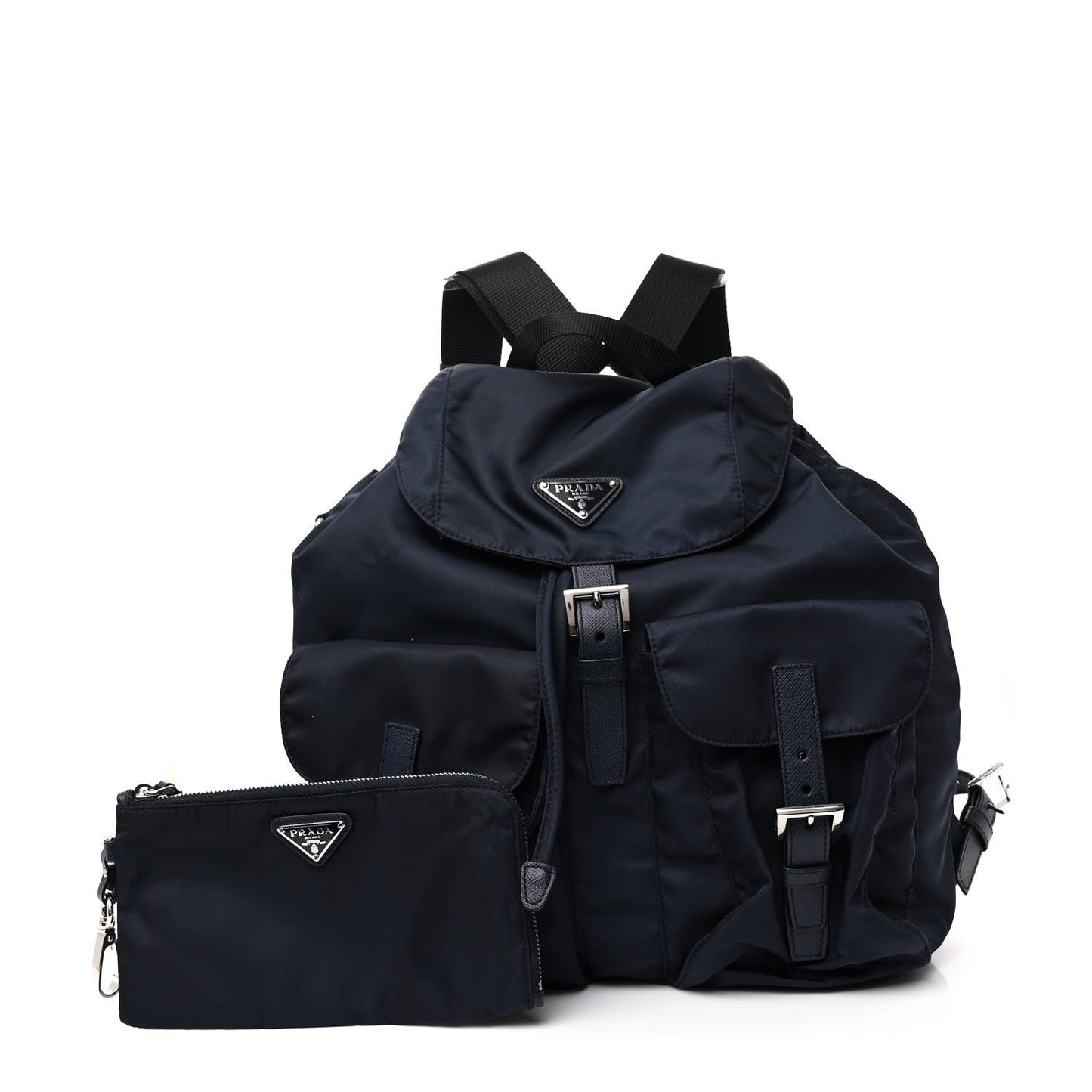Re-Nylon Saffiano Medium Backpack Blue Black