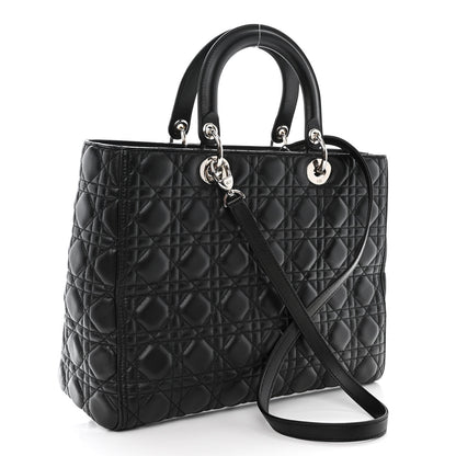 Christian Dior Lambskin Cannage Large Lady Dior Black 3 of 10