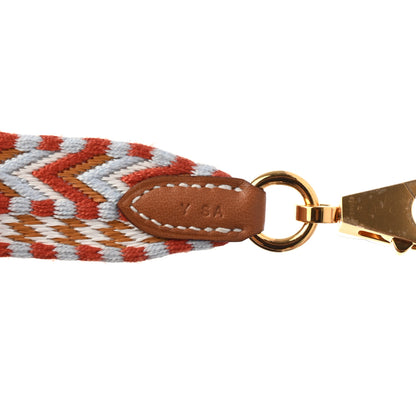 Hermes Toile Swift 25mm Tressage De Cuir Shoulder Strap Capucine Celeste Rouge H 4 of 4
