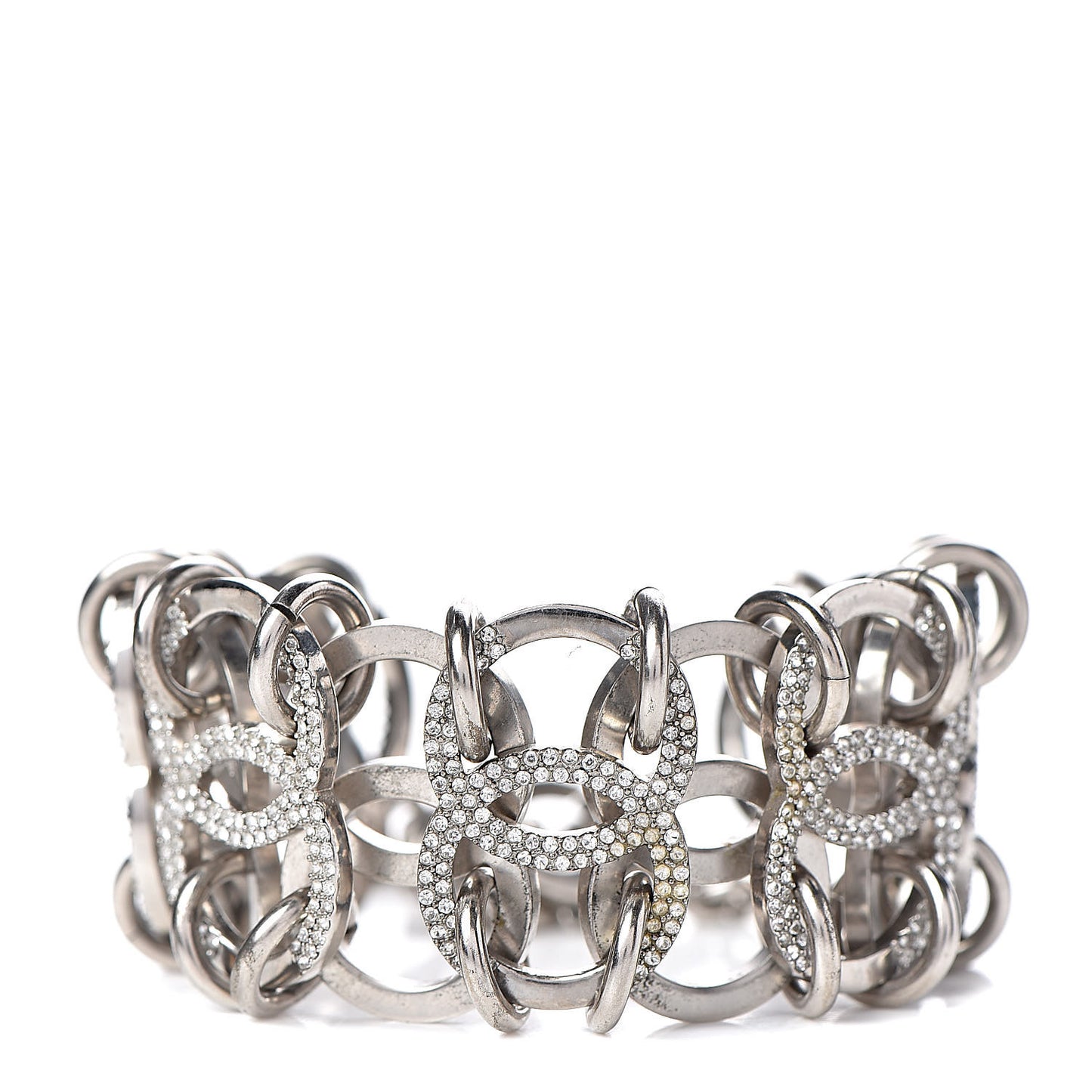 Crystal CC Chain Link Bracelet Silver