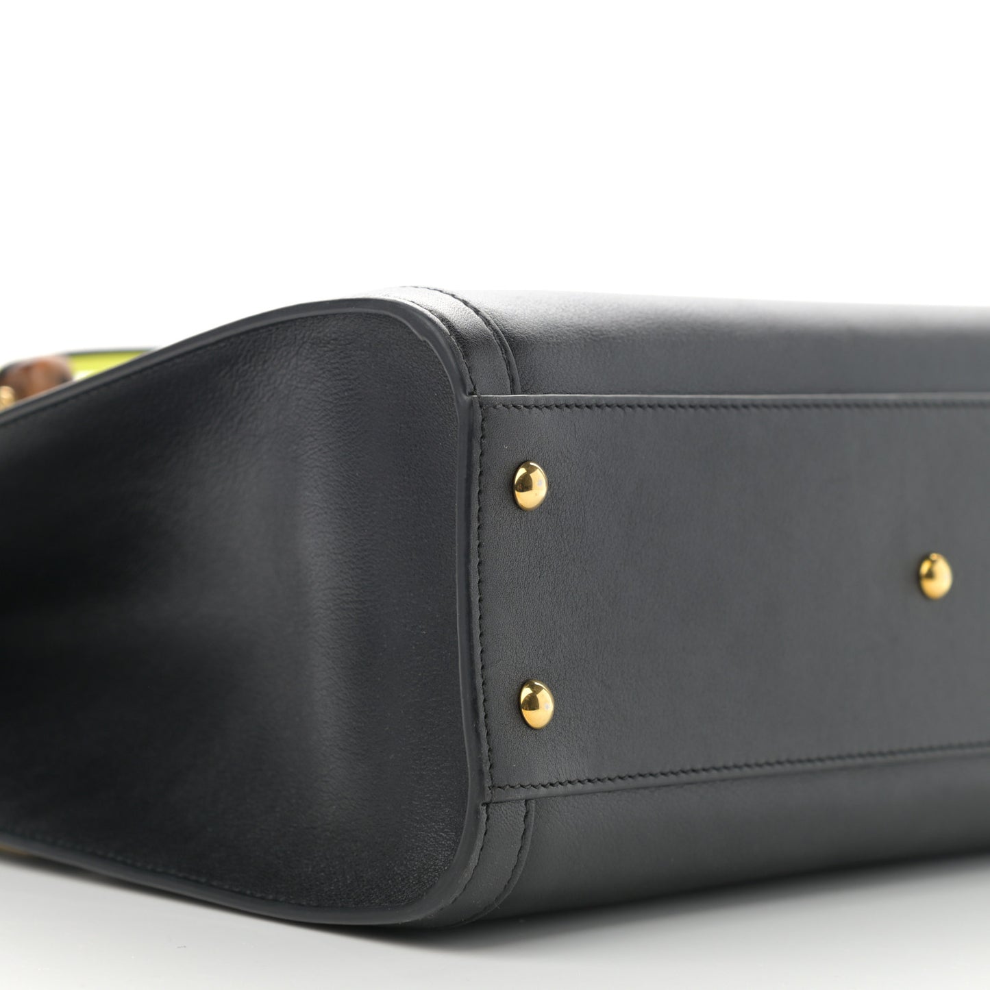 Calfskin Small Diana Tote Bag Black Yellow Fluo