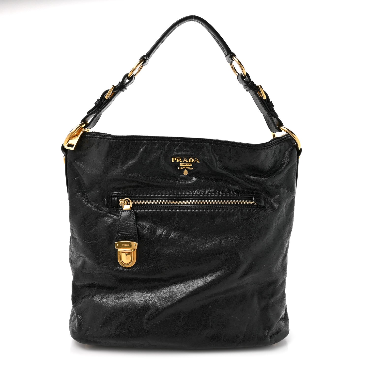 Prada Vitello Shine Hobo Black 1 of 12