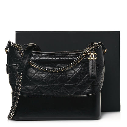 Chanel Aged Calfskin Quilted Medium Gabrielle Hobo Black 15 of 15