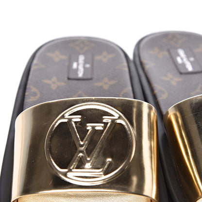 Louis Vuitton Calfskin Monogram Metallic Sunbath Slide Sandals 40 Gold 11 of 12