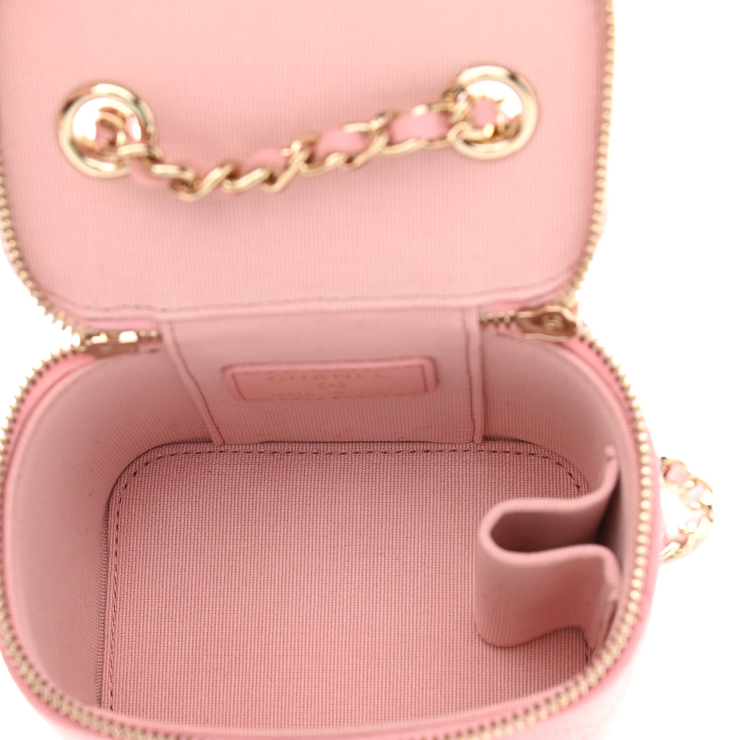 Chanel Caviar Quilted Mini Vanity Case With Chain Pink 4 of 8