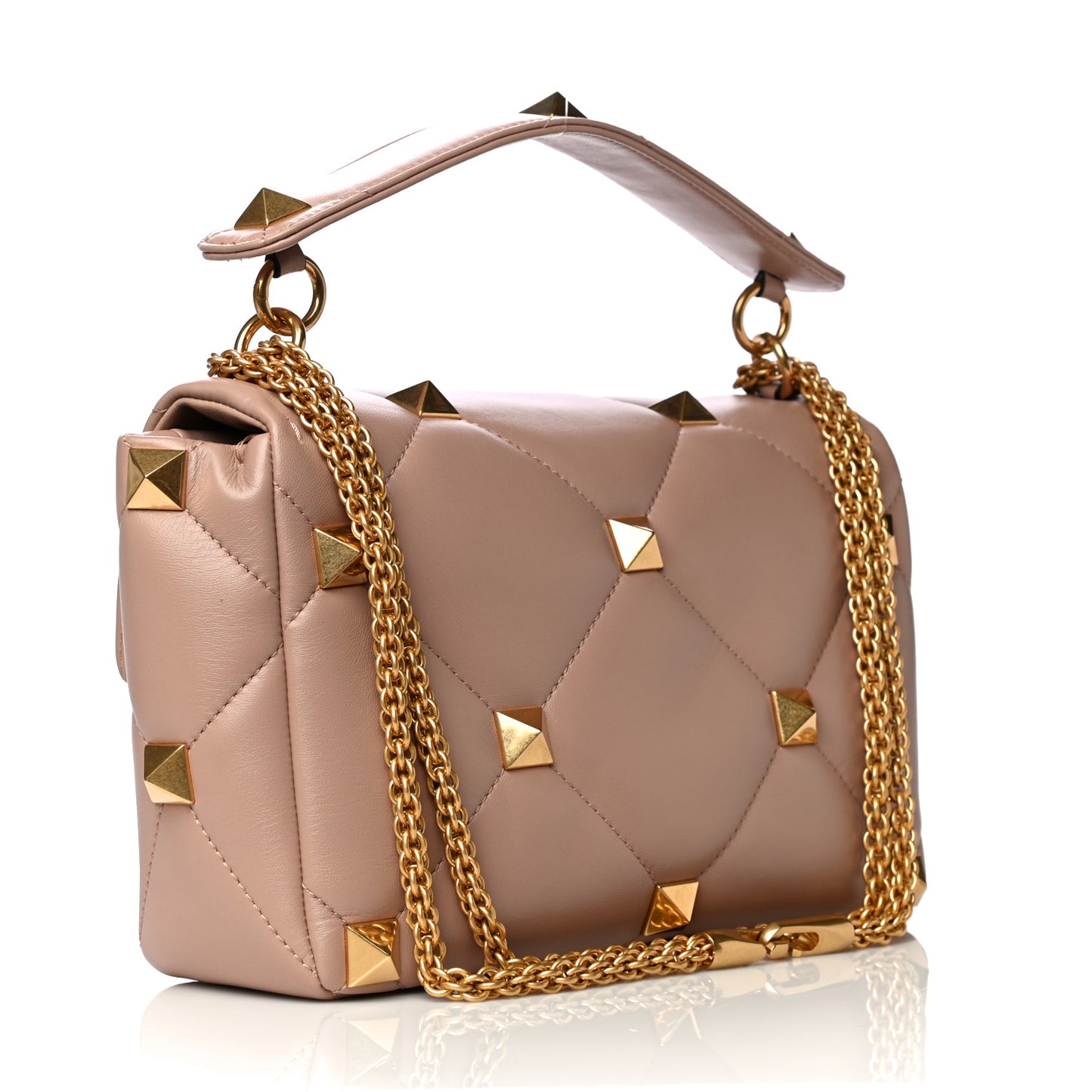 Nappa Large Roman Stud Shoulder Bag Rose Cannelle