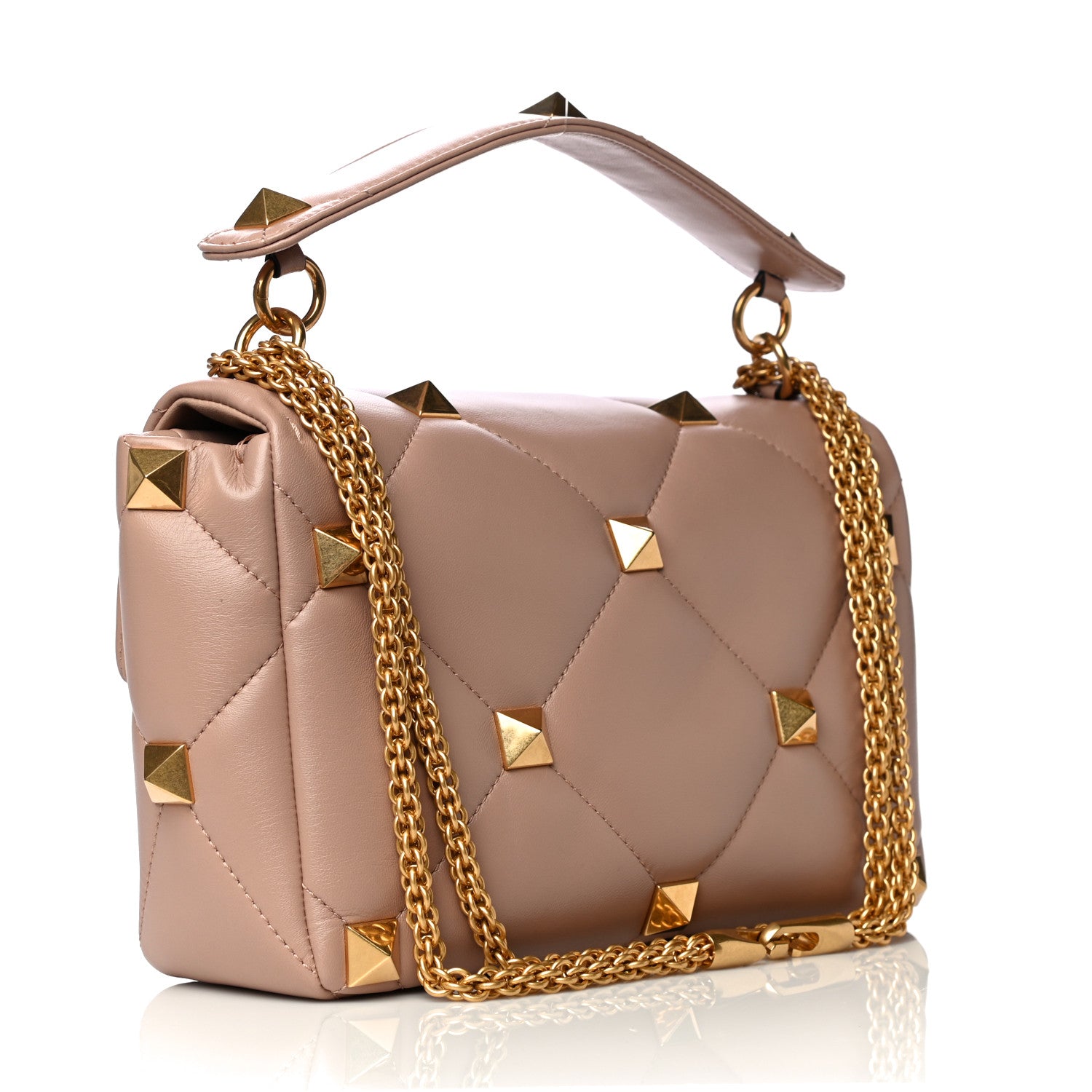 Valentino Garavani Nappa Large Roman Stud Shoulder Bag Rose Cannelle 3 of 9
