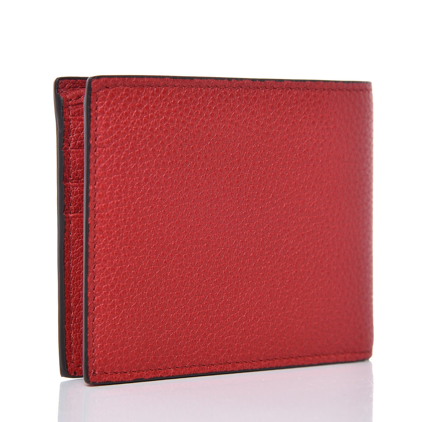 Calfskin Logo Bi-Fold Wallet Red