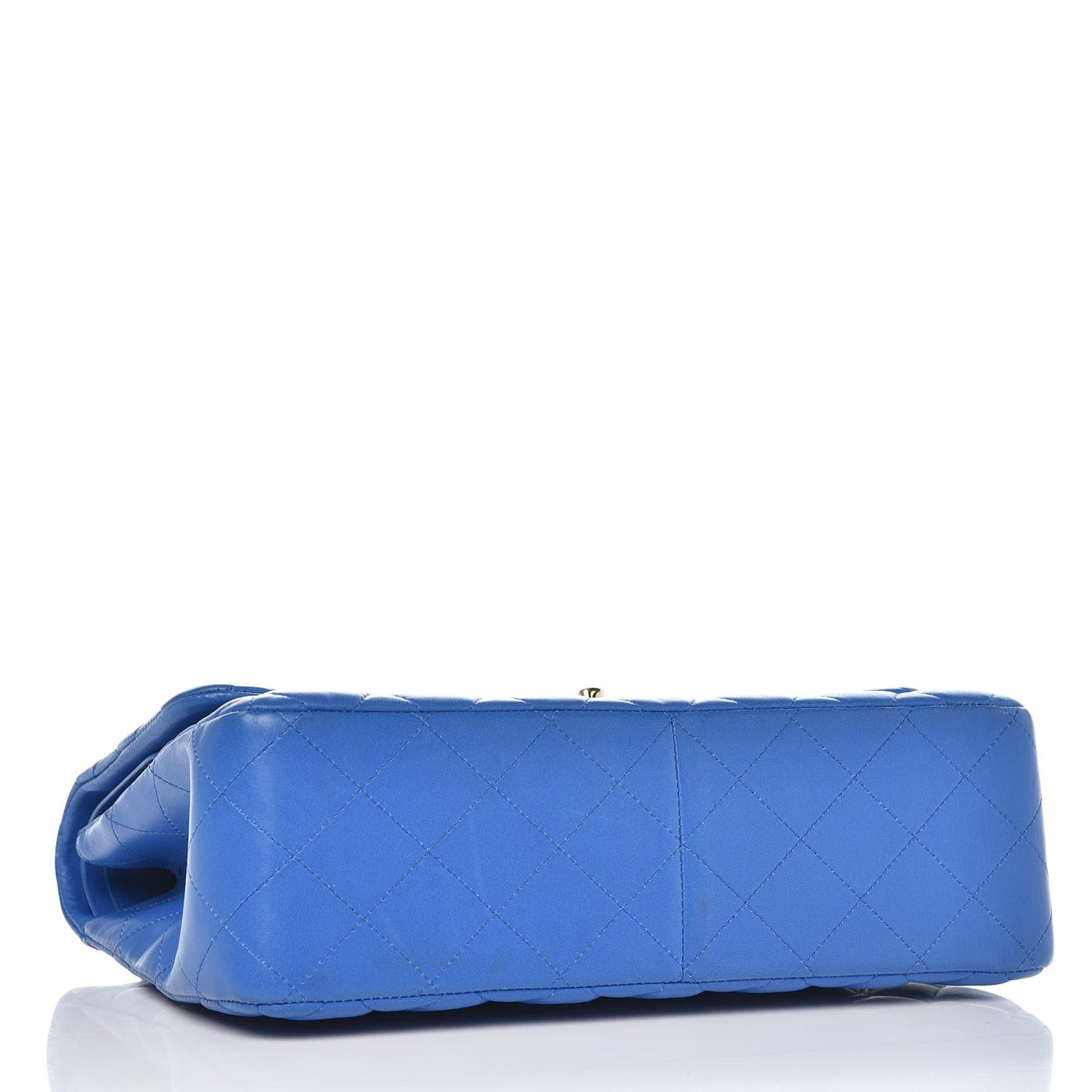 Lambskin Quilted Jumbo Double Flap Blue