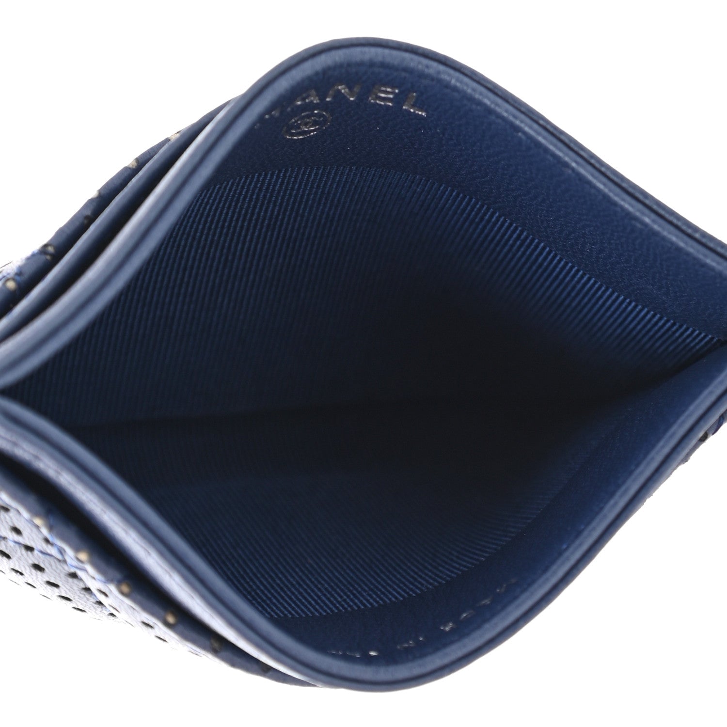 Chanel Perforated Lambskin Quilted Card Holder Blue 5 of 10