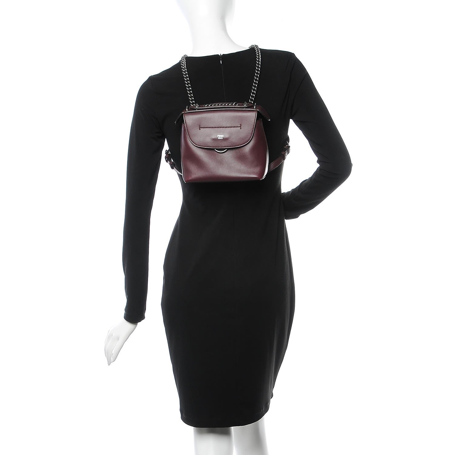 Fendi Vitello Century Opaco Mini Back to School Backpack Bordeaux 3 of 12