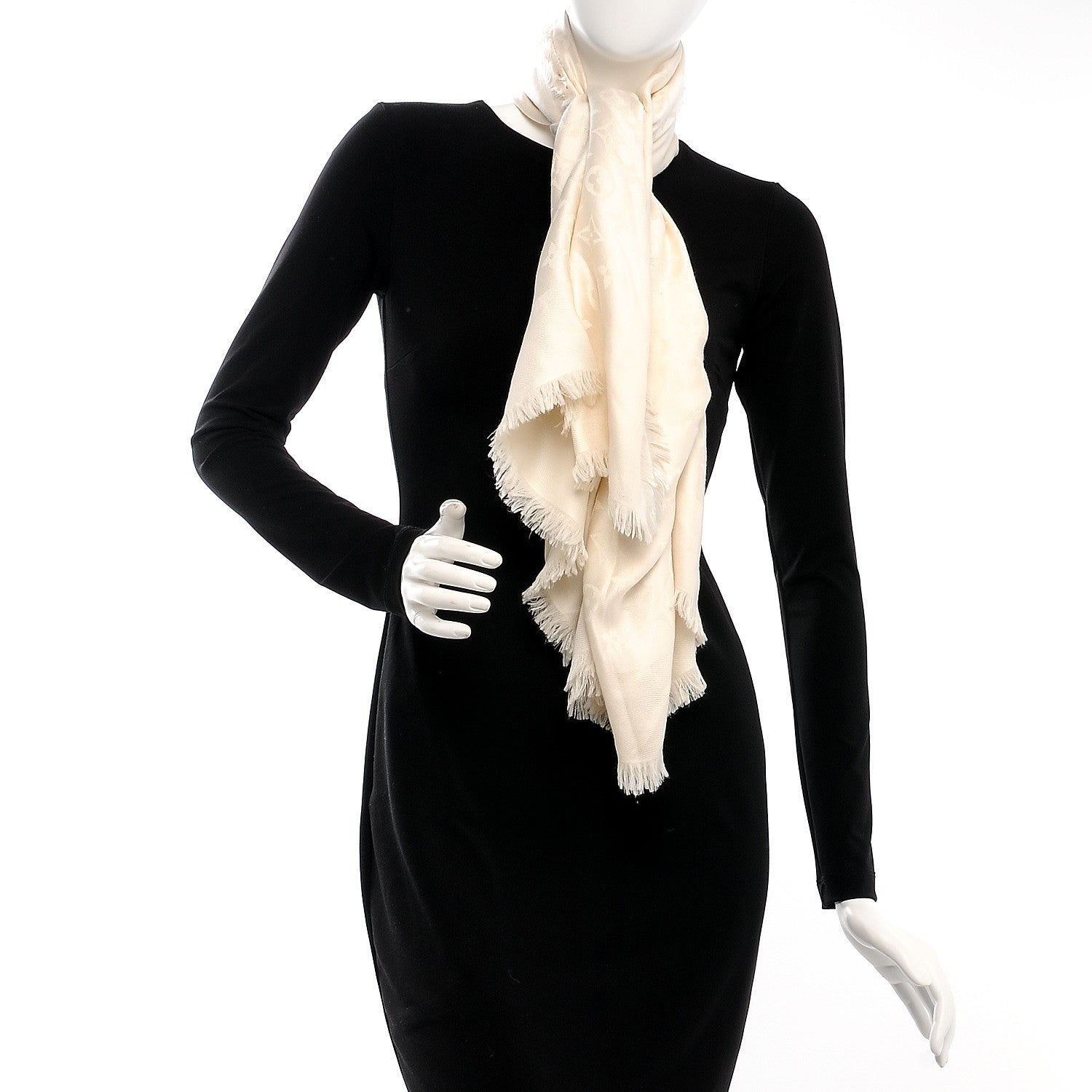 Louis Vuitton Wool Silk Monogram Shawl White 7 of 8