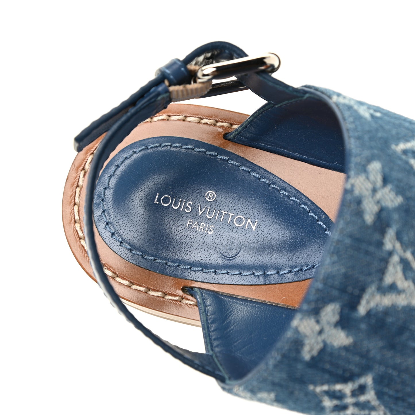 Monogram Denim Starboard Flat Thong Sandal 38 Blue