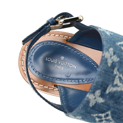Louis Vuitton Monogram Denim Starboard Flat Thong Sandal 38 Blue 10 of 12
