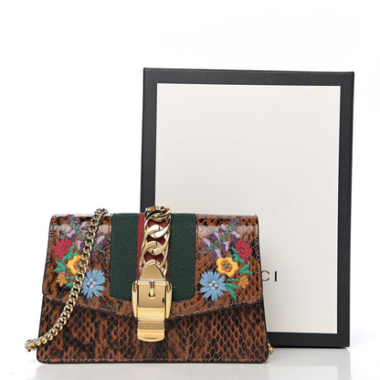 Gucci Elaphe Web Floral Embroidered Super Mini Sylvie Chain Shoulder Bag Cuir Multicolor 11 of 11