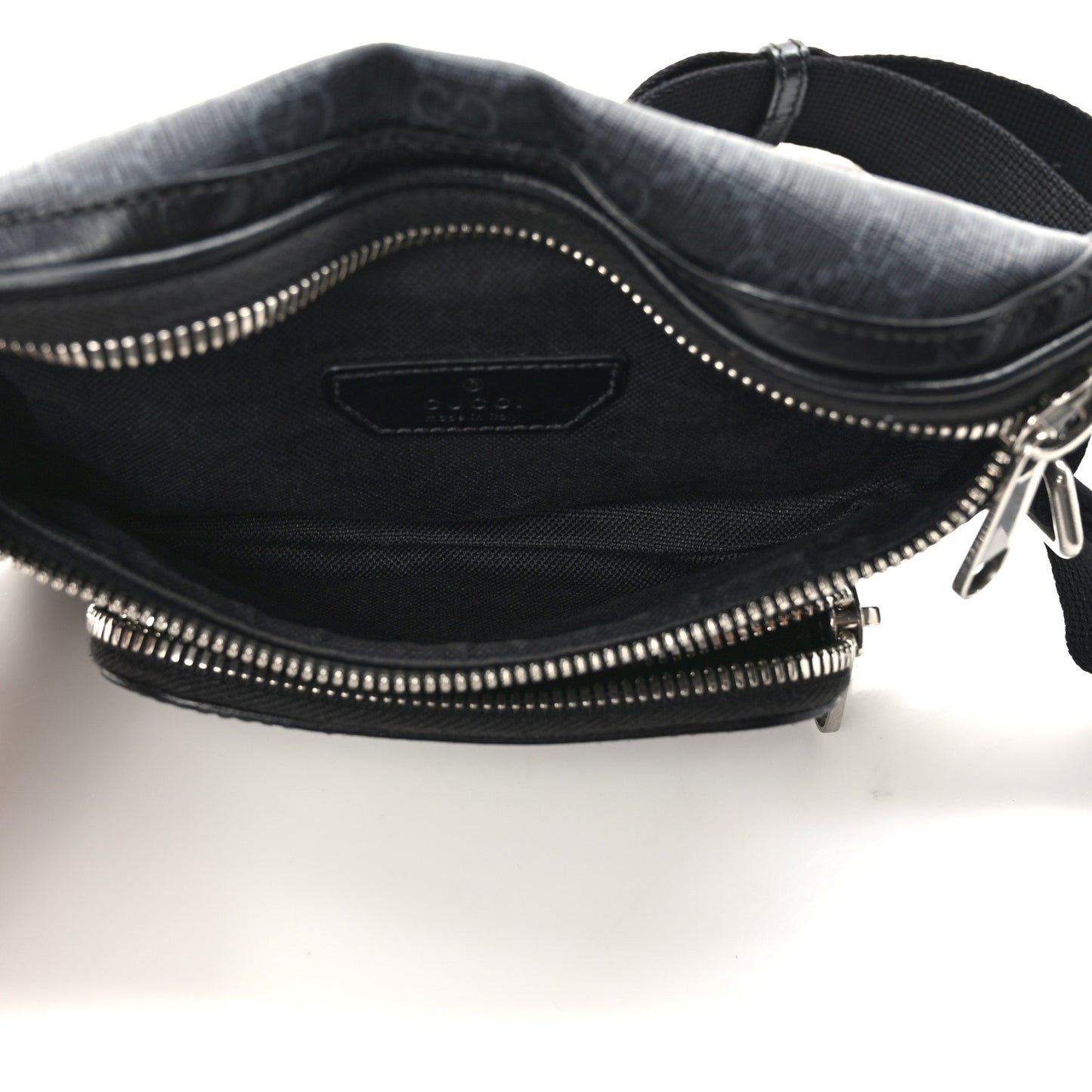 GG Supreme Monogram Textured Calfskin Retro Interlocking G Belt Bag Black