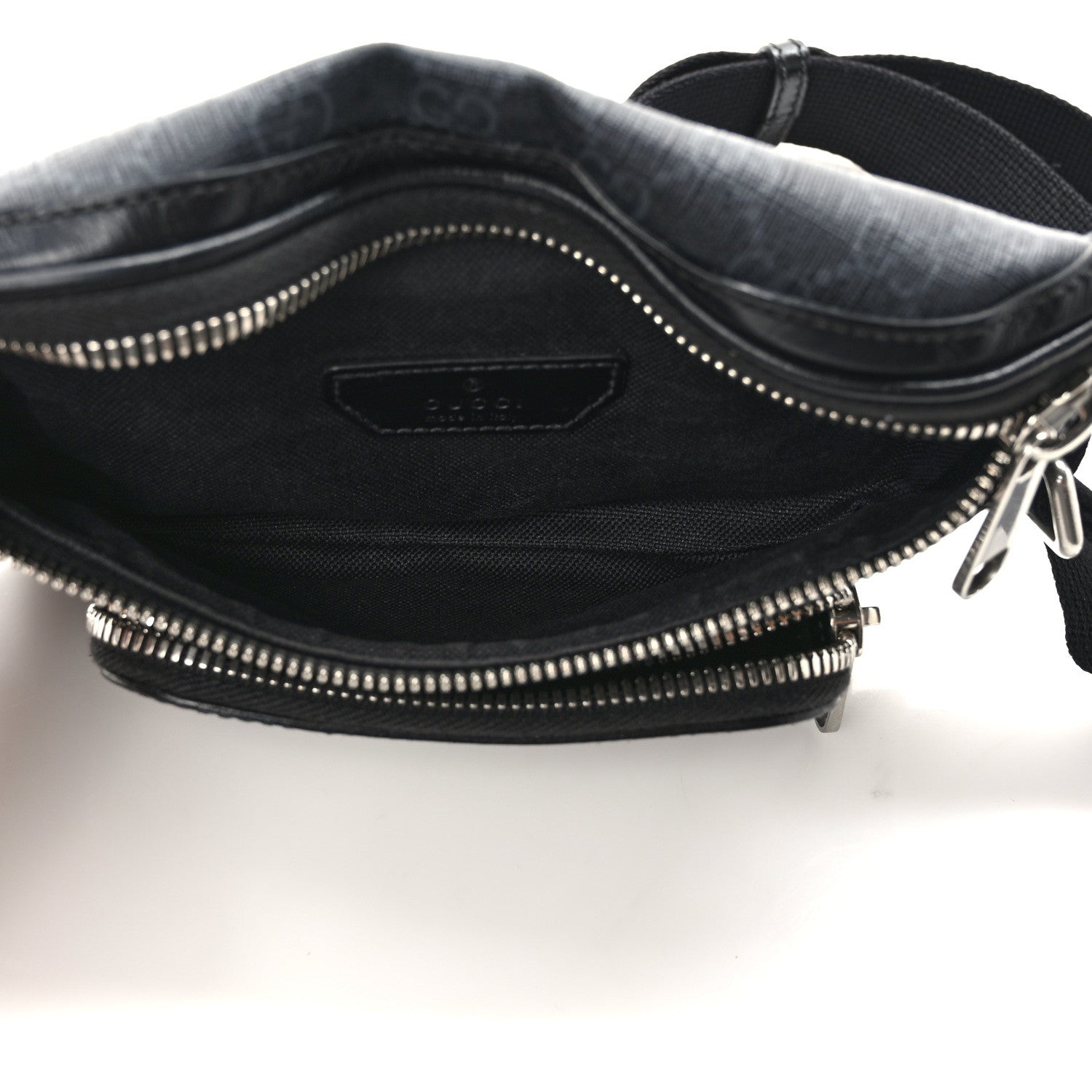 Gucci GG Supreme Monogram Textured Calfskin Retro Interlocking G Belt Bag Black 5 of 8