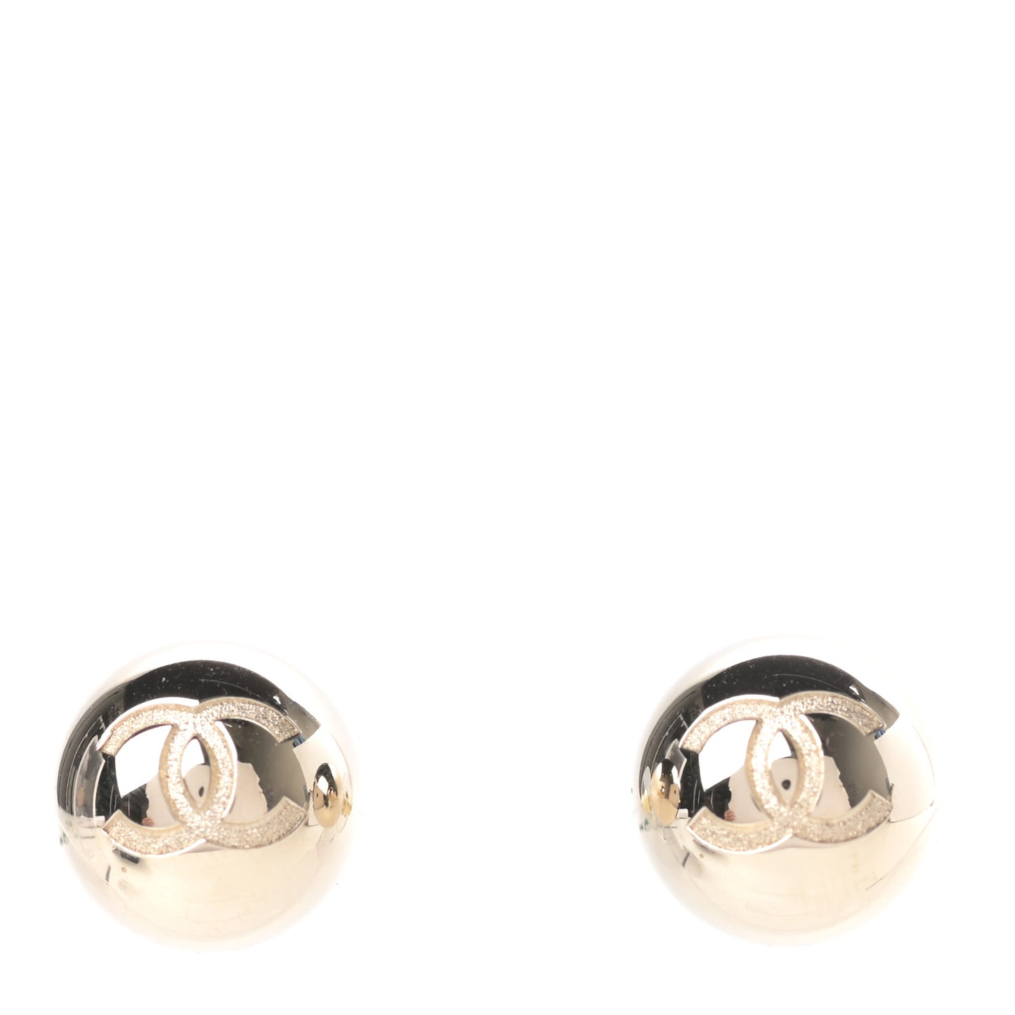 Metal Bead CC Stud Earrings Gold