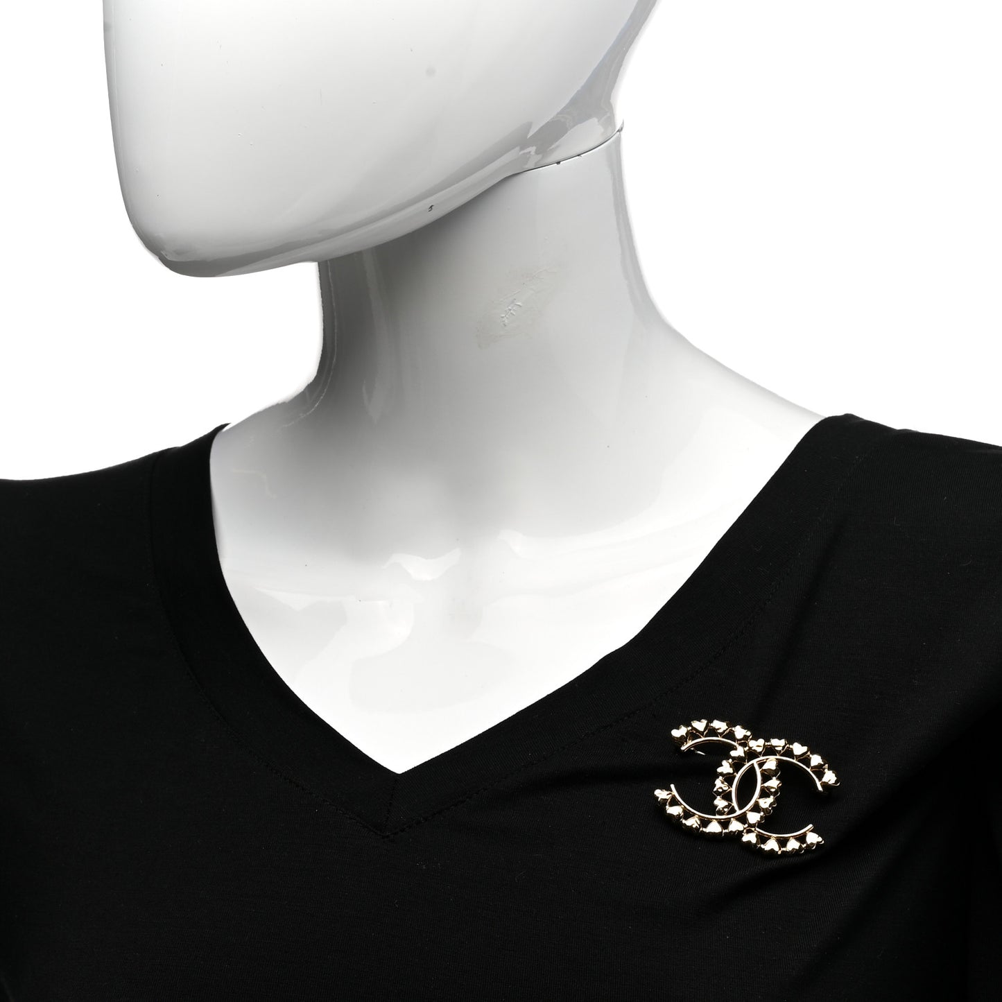 Metal CC Heart Brooch Gold