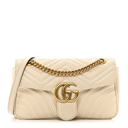 Gucci Calfskin Matelasse Small GG Marmont Shoulder Bag White 1 of 12