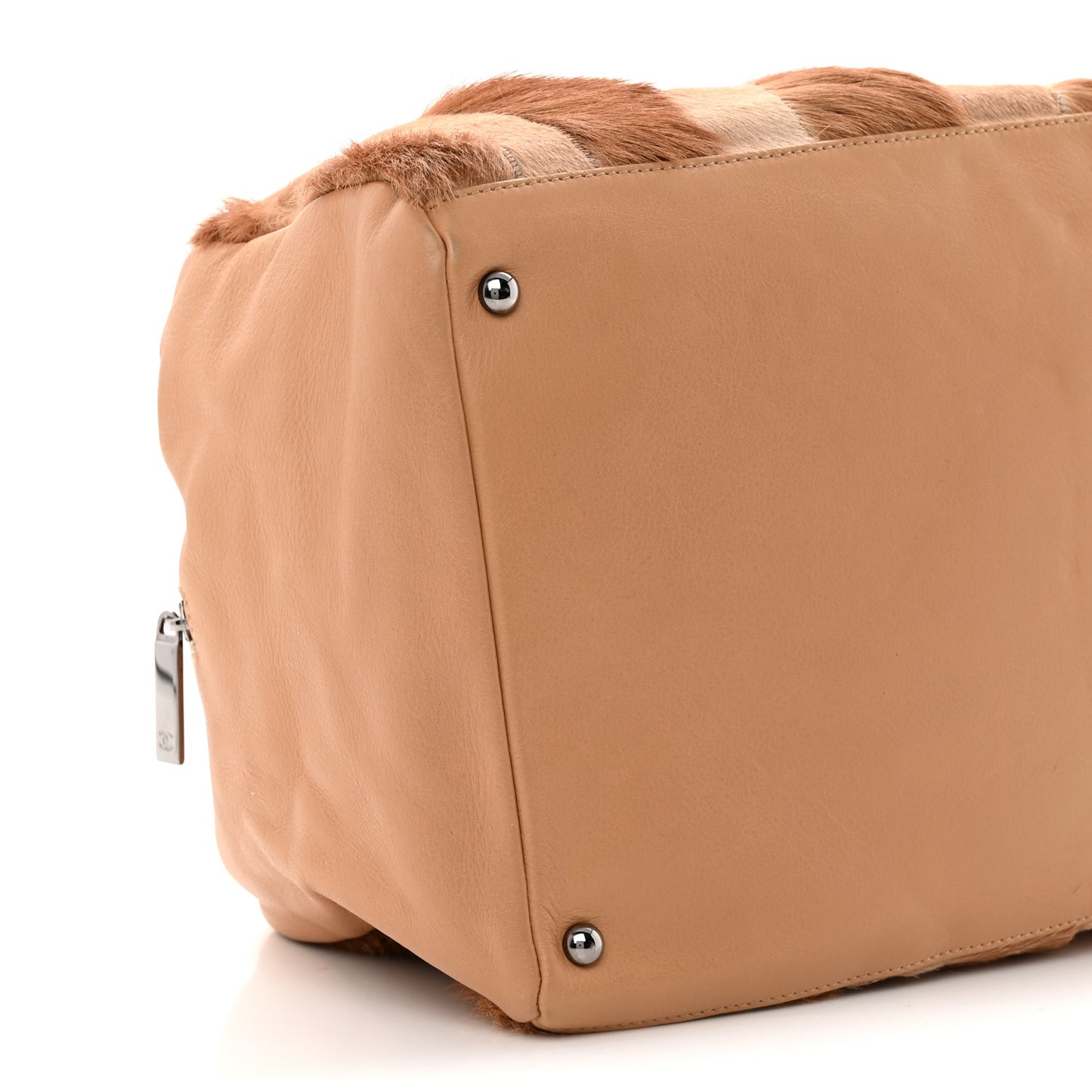 Lambskin Pony Hair Tote Dark Beige
