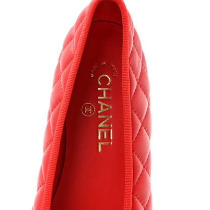 Chanel Lambskin Quilted CC Cap Toe Ballerina Flats 39.5 Red 7 of 10