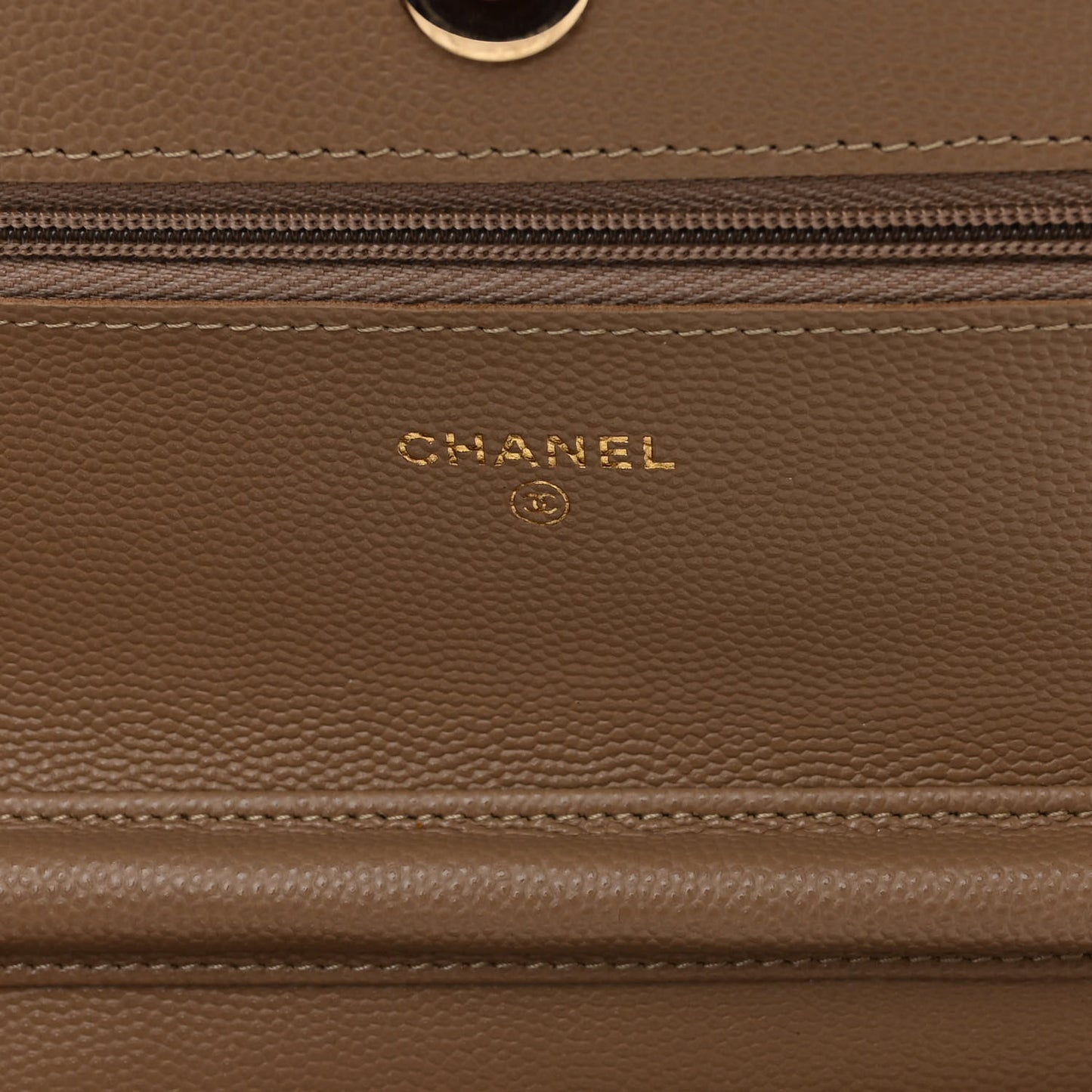 Caviar Quilted Wallet On Chain WOC Dark Beige