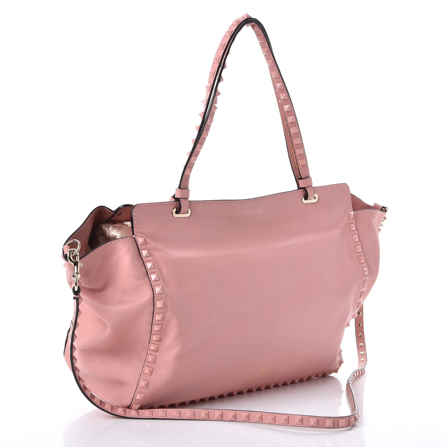 Valentino Garavani Calfskin Monochrome Medium Rockstud Tote Pop Gardenia 3 of 9