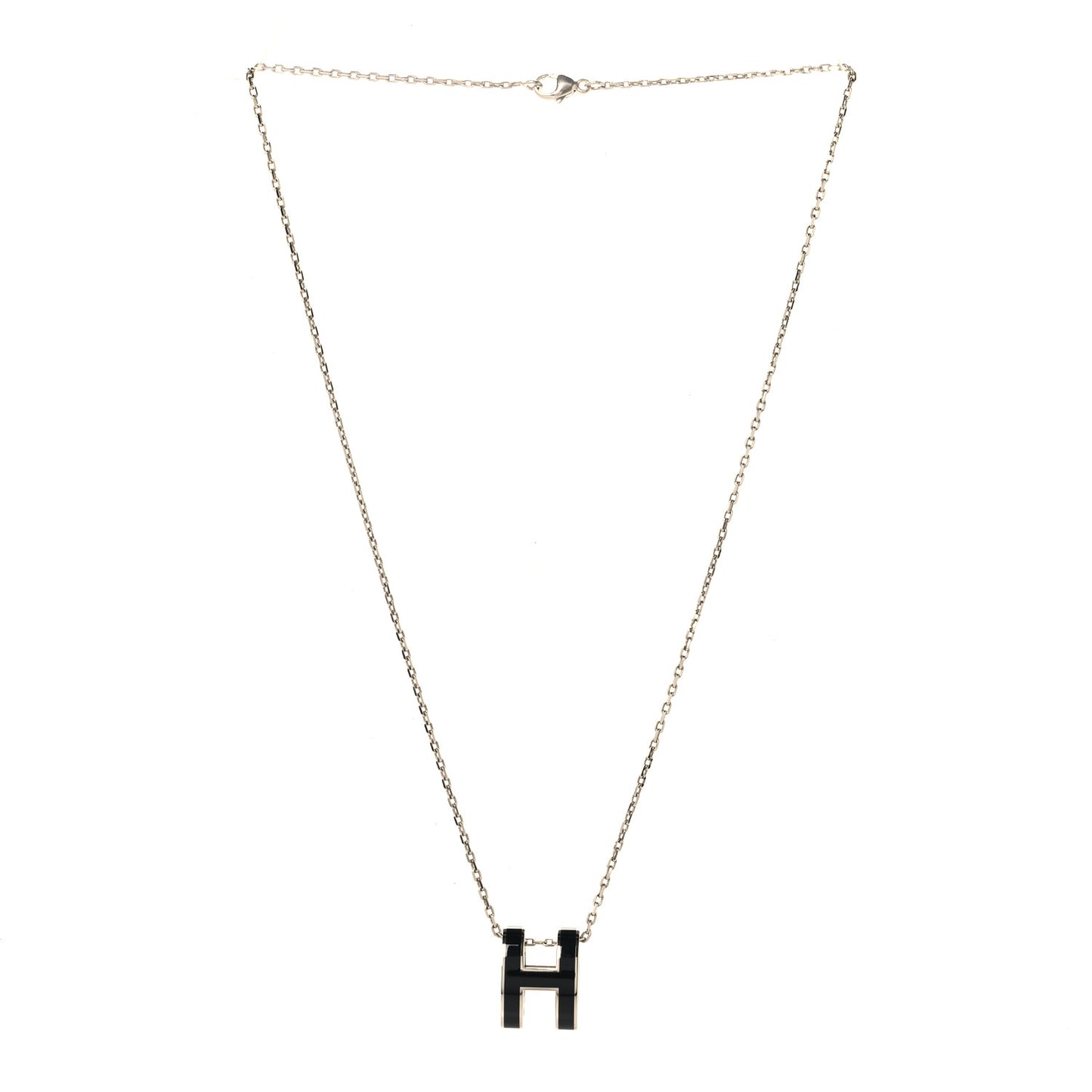 Lacquered Palladium Pop H Pendant Necklace Black
