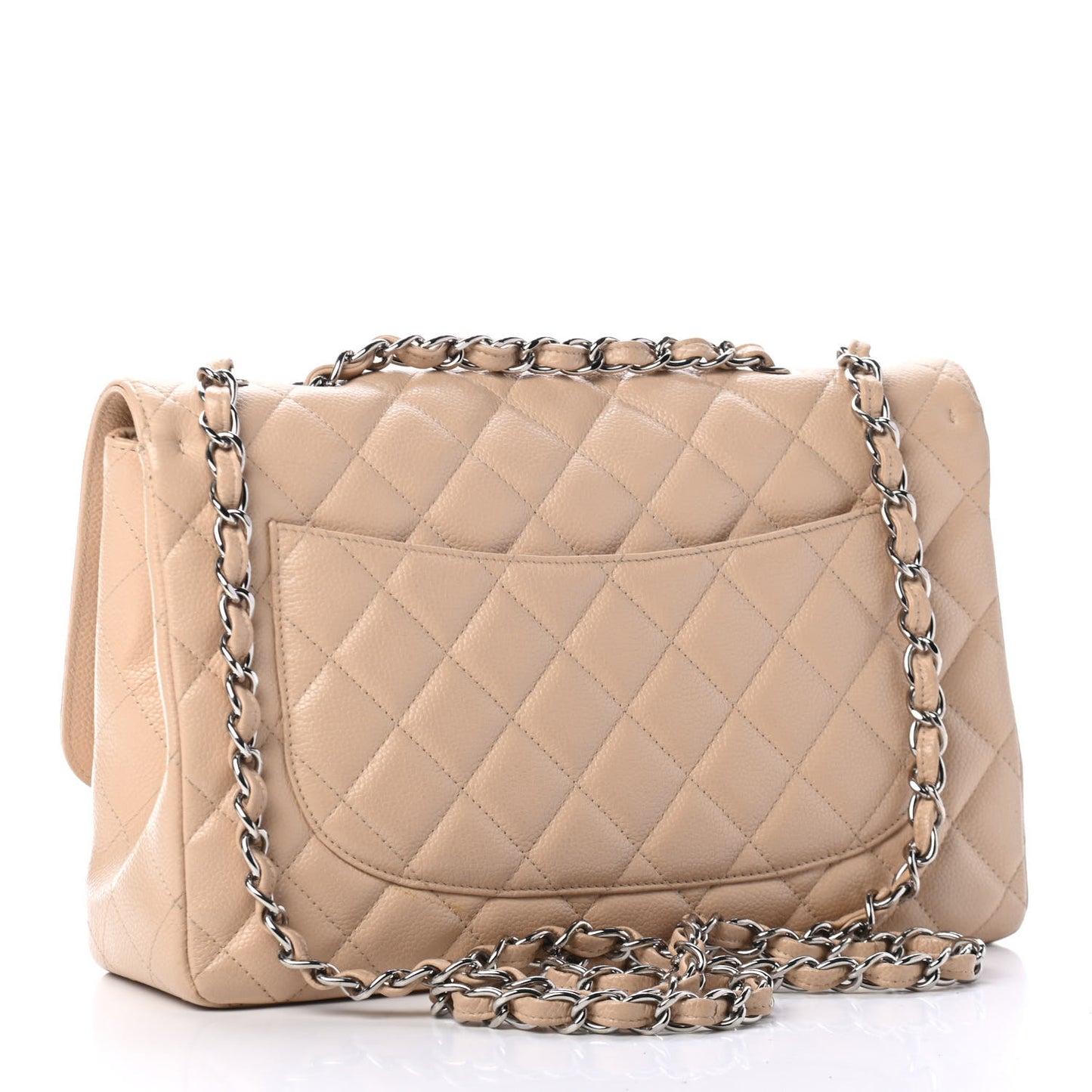 Caviar Quilted Jumbo Single Flap Beige Clair