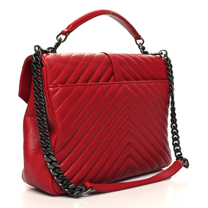 Saint Laurent Sheepskin Matelasse Chevron Large College Monogram Satchel Rouge Eros 2 of 10