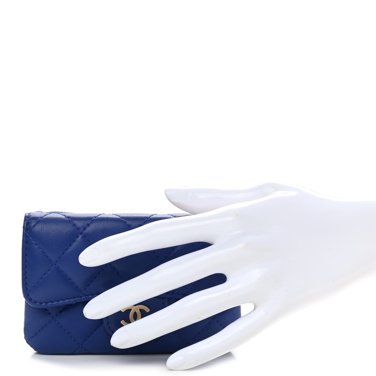 Lambskin Quilted Coin Purse Blue