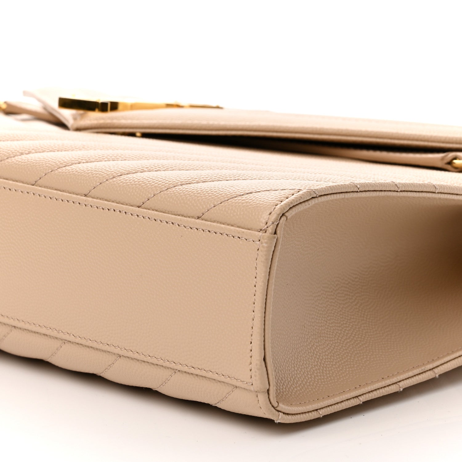 Saint Laurent Grain De Poudre Matelasse Chevron Large Monogram Satchel Dark Beige 10 of 10