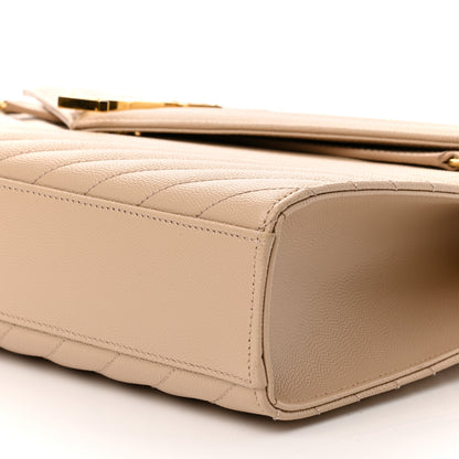 Saint Laurent Grain De Poudre Matelasse Chevron Large Monogram Satchel Dark Beige 10 of 10