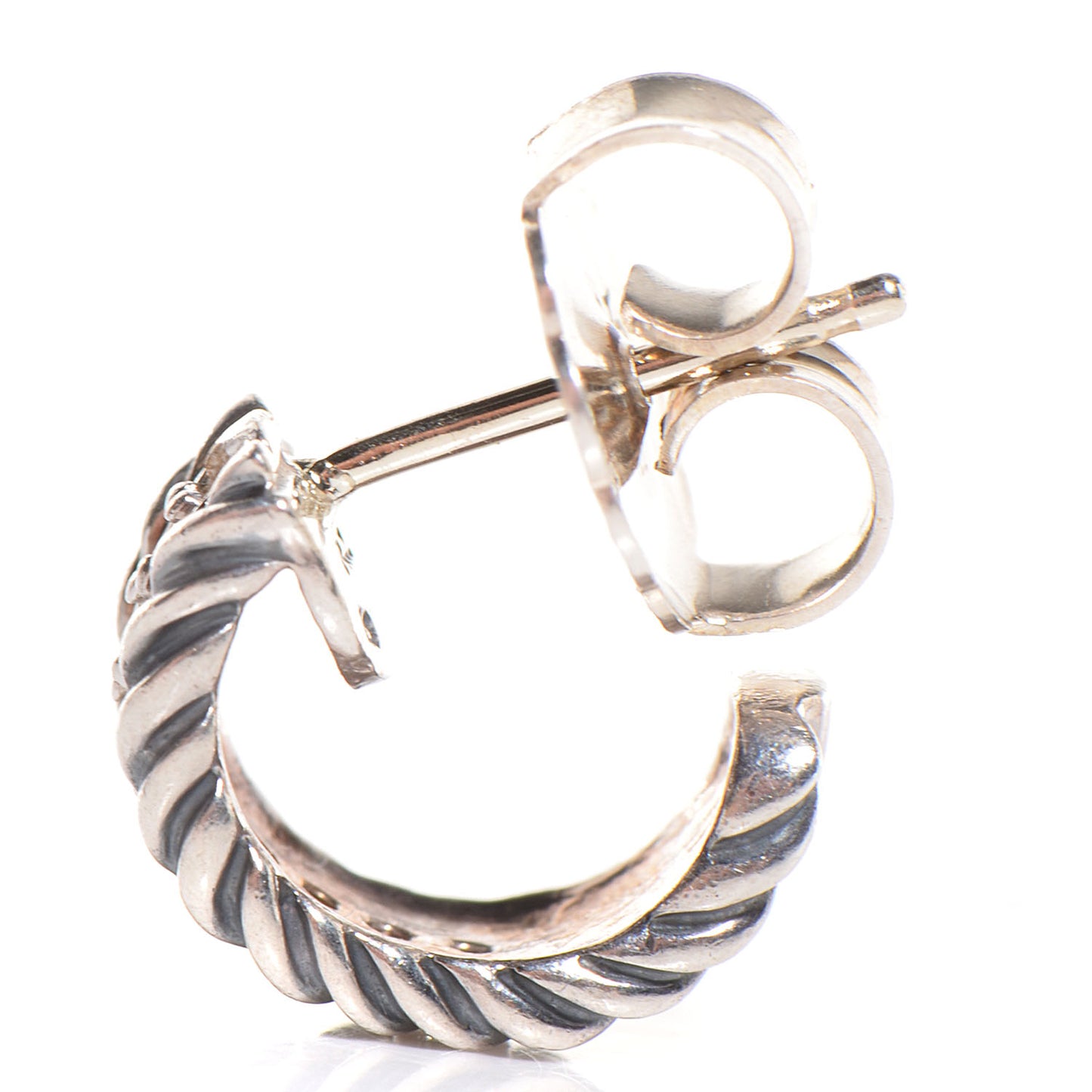 Sterling Silver Pave Diamond Cable Classics Earrings