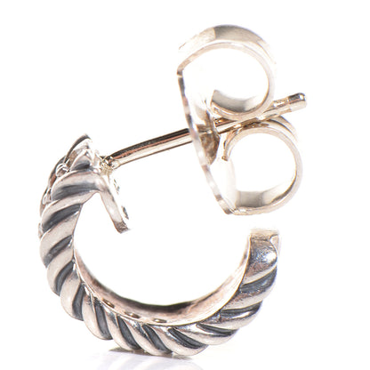 David Yurman Sterling Silver Pave Diamond Cable Classics Earrings 3 of 5