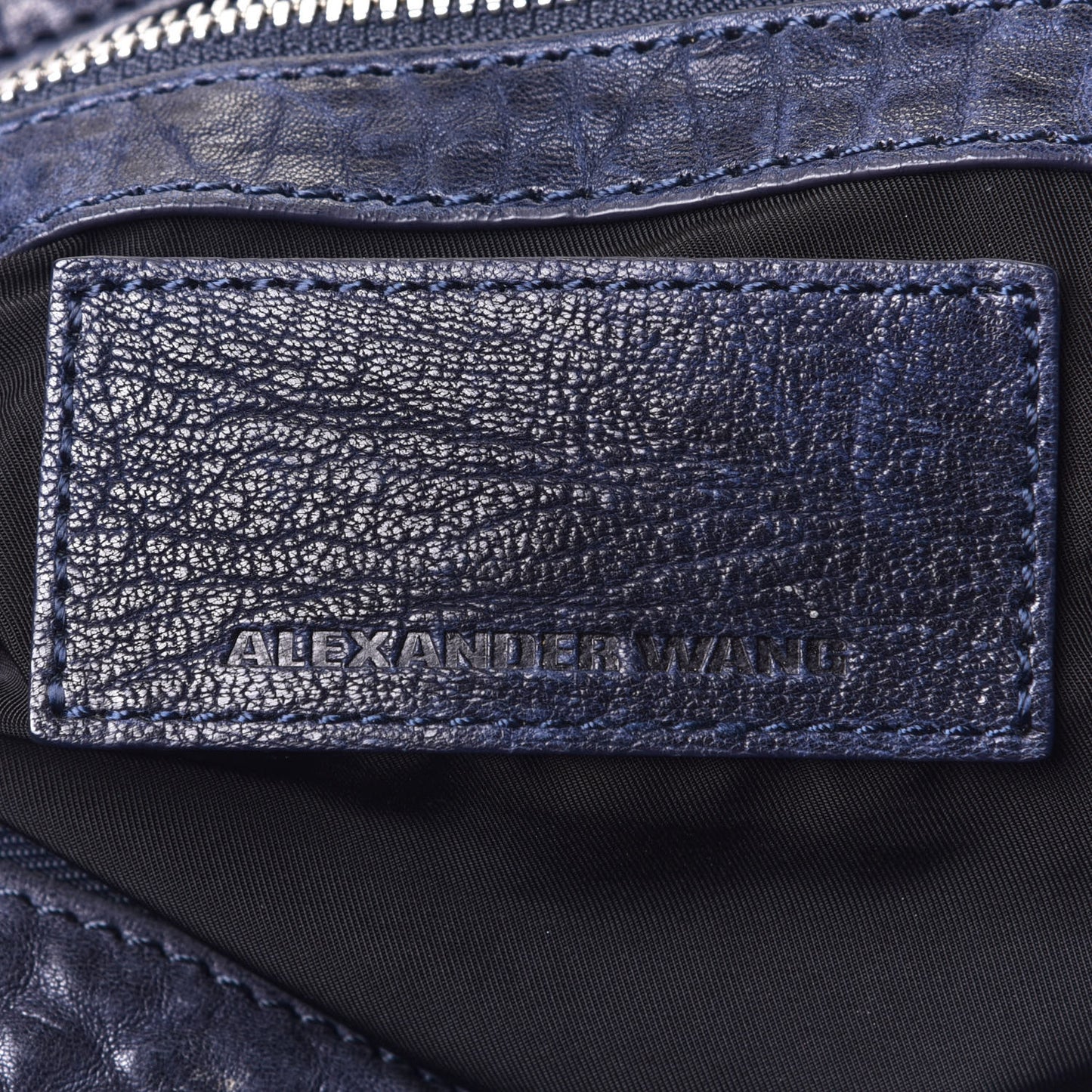 Pebbled Lambskin Rocco Nickel Hardware Dark Blue