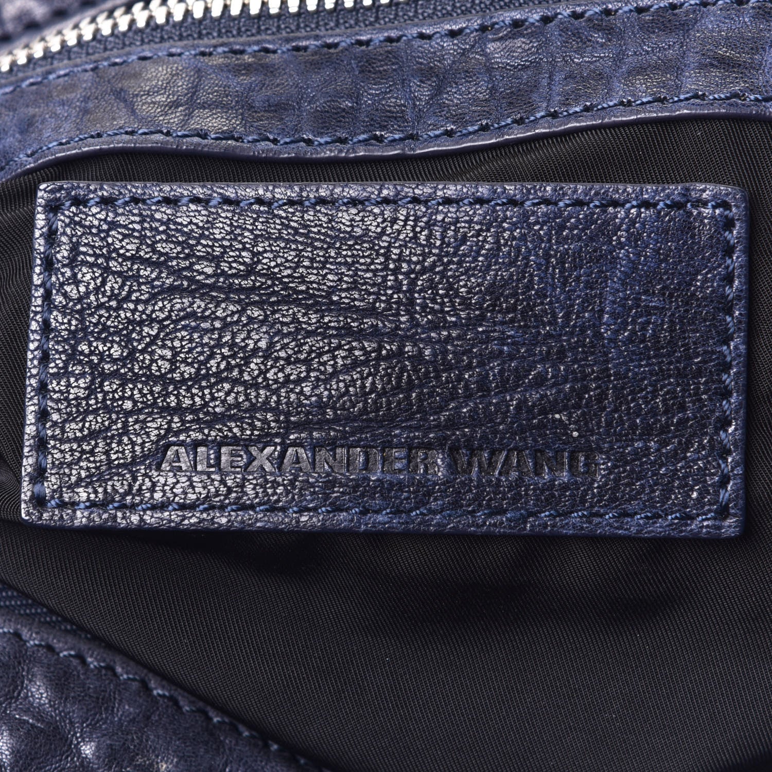 Alexander Wang Pebbled Lambskin Rocco Nickel Hardware Dark Blue 4 of 5