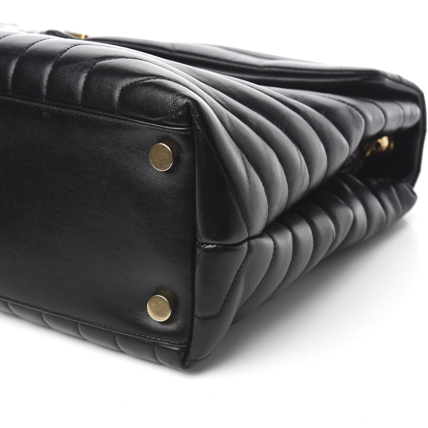 Calfskin Y Quilted Monogram Large Loulou Chain Satchel Black