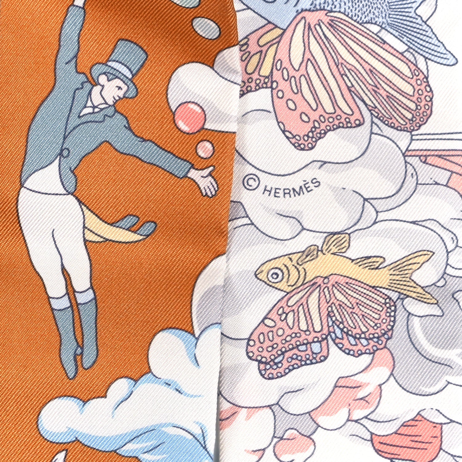 Hermes Silk Sur Mon Nuage Twilly Abricot Bleu Multicolor 4 of 4